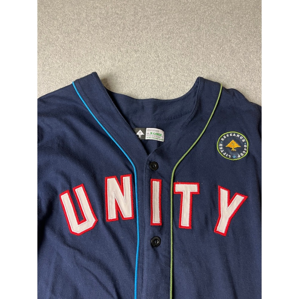 LRG Baseball Jersey Mens XL Navy Blue Unity 47 Lifted Research Group Colorblock - Picture 3 of 8
